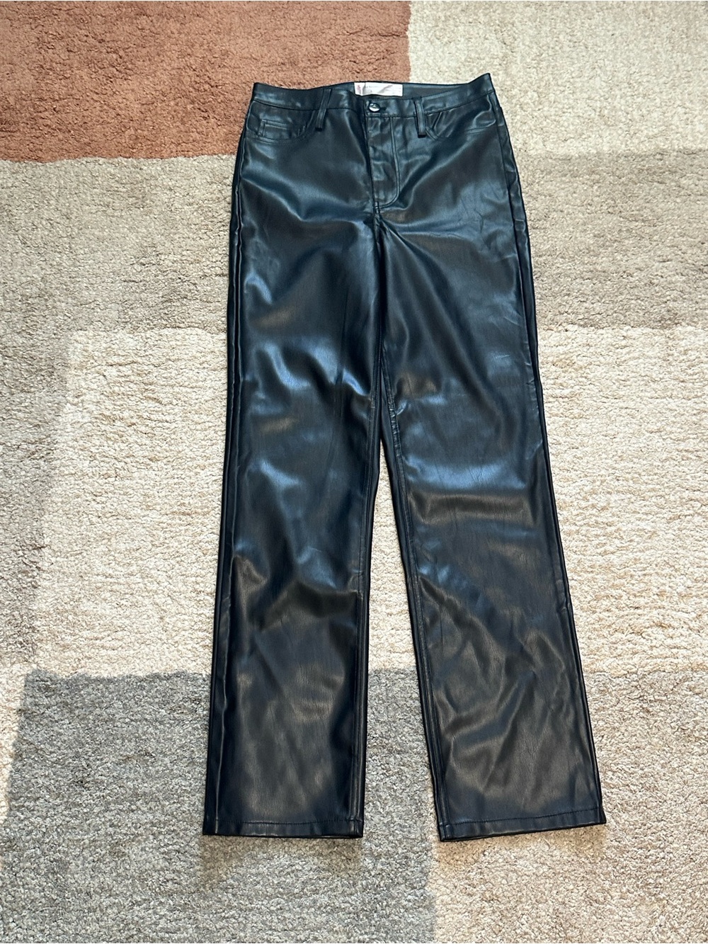 No Boundaries Black Straight Leg Faux Leather Jeans